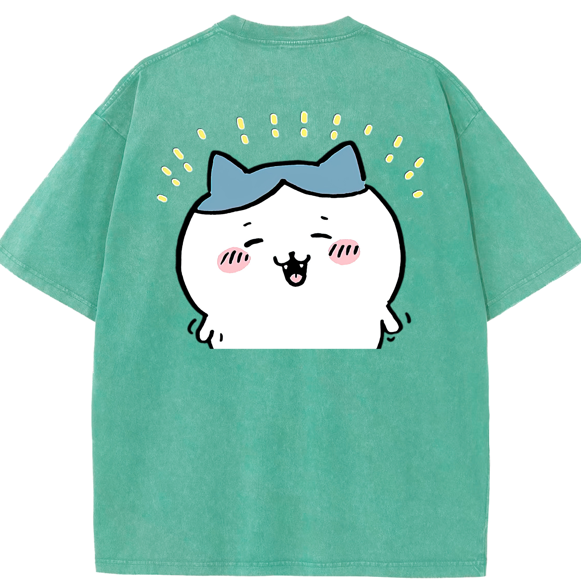 （画像用） ちいかわ ハチワレ Chii-kawa hachiware 綿100% ヴィンテージ風 半袖Tシャツ（背面プリント）